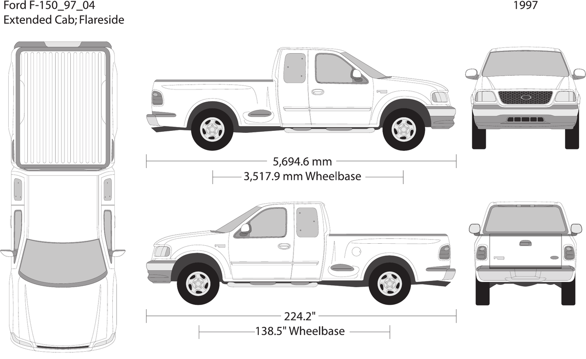1997 Ford F-150 Vector Wrap Template - GravBase