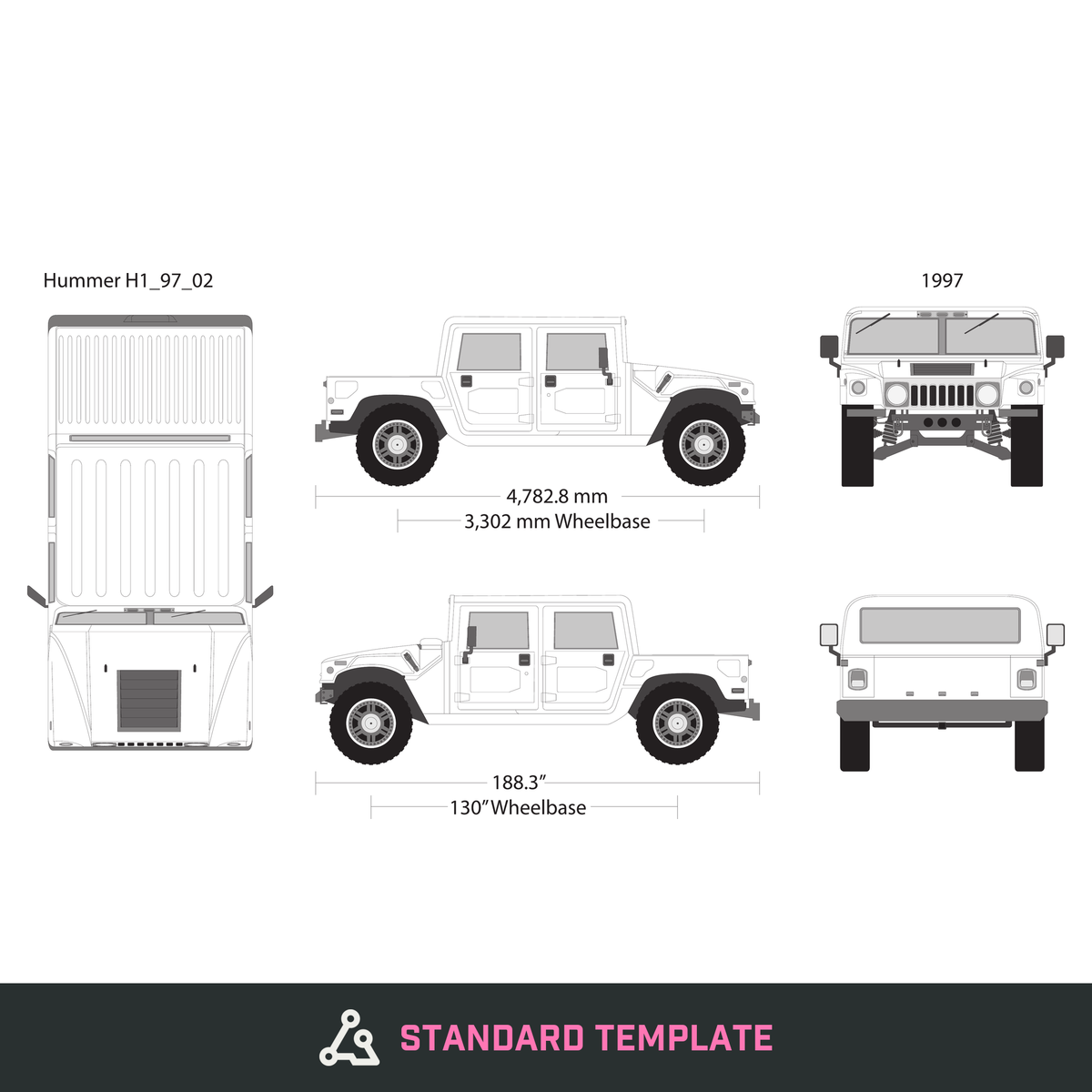 1997 Hummer H1 vector wrap template V02, Design-Ready PDF - GravBase