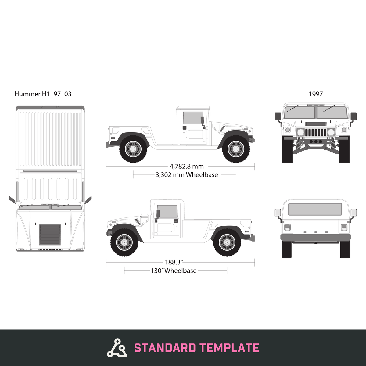 1997 Hummer H1 vector wrap template V03, Design-Ready PDF - GravBase