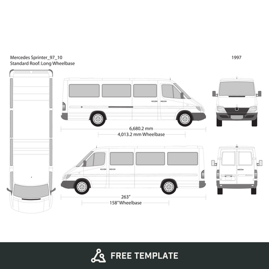 1997 Mercedes Sprinter free vector vehicle wrap template - GravBase