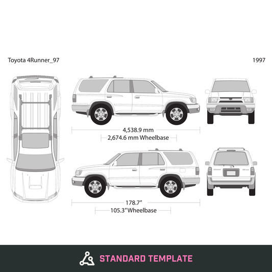 1997 Toyota 4 Runner vector wrap template, Design-Ready PDF - GravBase