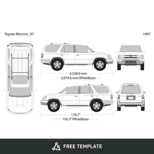 1997 Toyota 4 Runner free vector vehicle wrap template - GravBase