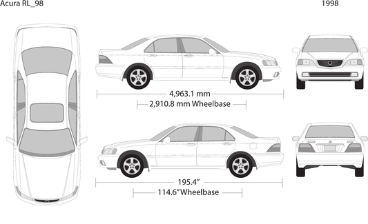 1998 Acura RL vector wrap template, Design-Ready PDF - GravBase