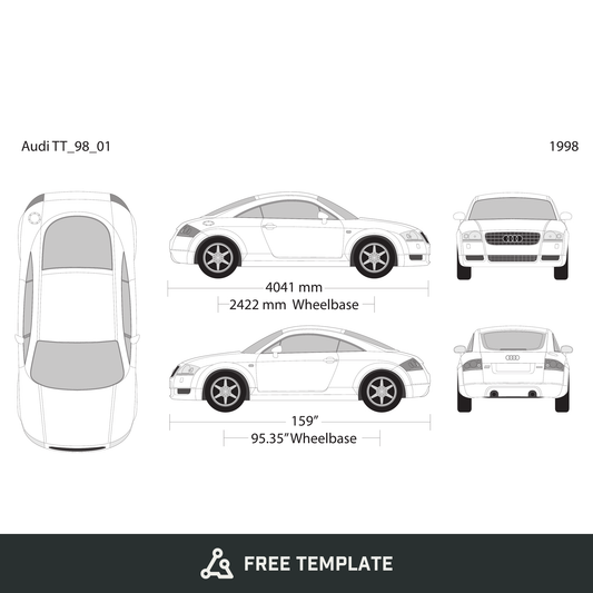 1998 Audi TT free vector vehicle wrap template - GravBase