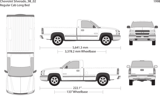 1998 Chevy Silverado 1500 Vector Wrap Template - GravBase