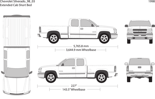 1998 Chevy Silverado 1500 Vector Wrap Template - GravBase