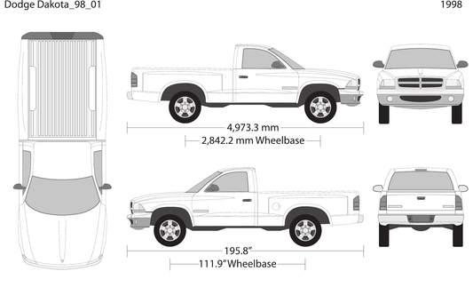1998 Dodge Dakota Vector Wrap Template - GravBase