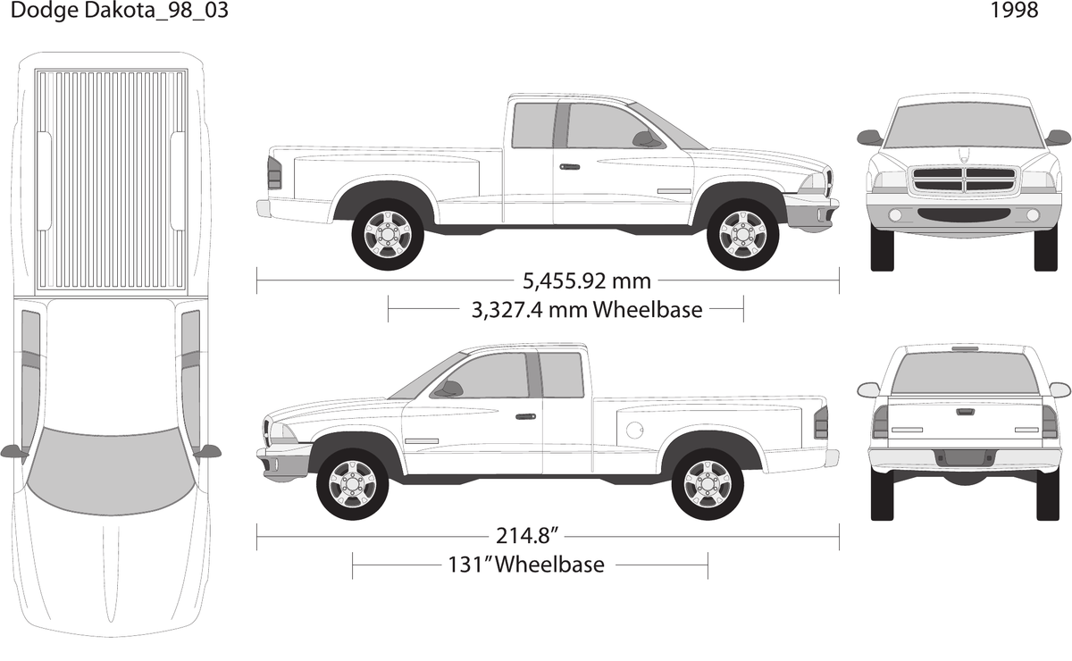 1998 Dodge Dakota vector wrap template V03, Design-Ready PDF - GravBase
