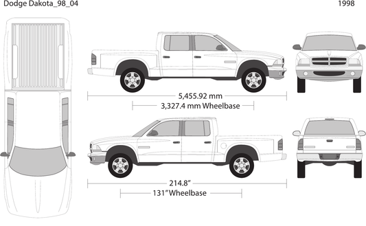 1998 Dodge Dakota Vector Wrap Template - GravBase