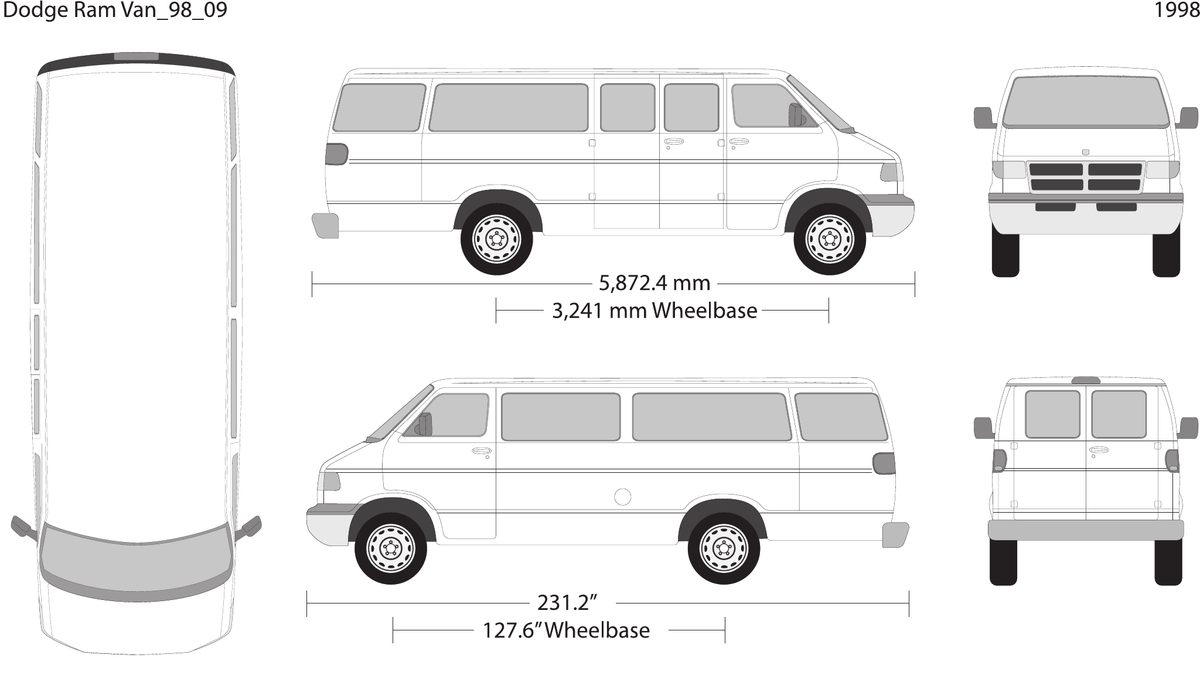 1998 Dodge Ram Van Vector Wrap Template - GravBase