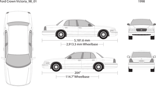 1998 Ford Crown Victoria Vector Wrap Template - GravBase