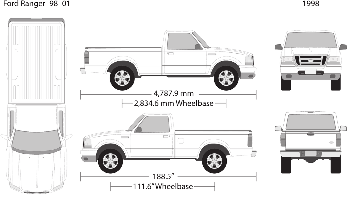 1998 Ford Ranger vector wrap template V01, Design-Ready PDF - GravBase