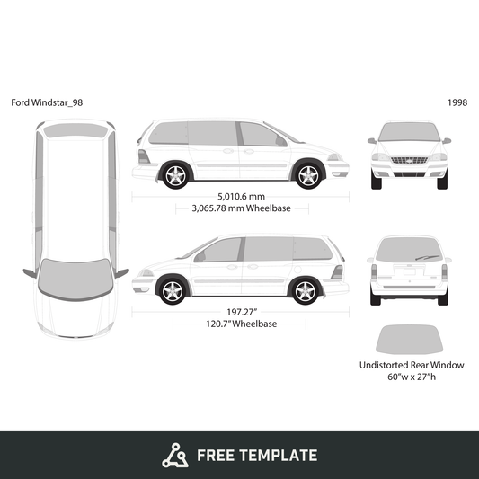 1998 Ford Windstar free vector vehicle wrap template - GravBase