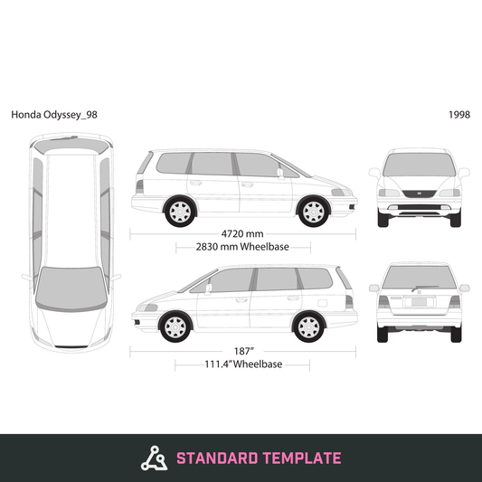1998 Honda Odyssey vector wrap template, Design-Ready PDF - GravBase