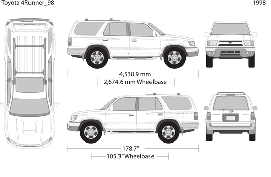 1998 Toyota 4 Runner Vector Wrap Template - GravBase