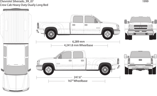 1999 Chevy Silverado 2500-3500 HD Vector Wrap Template - GravBase