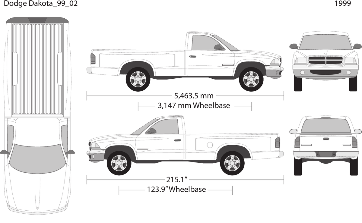 1999 Dodge Dakota Vector Wrap Template - GravBase