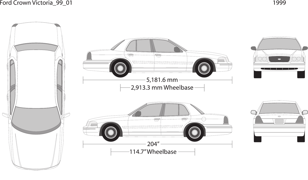 1999 Ford Crown Victoria Vector Wrap Template - GravBase