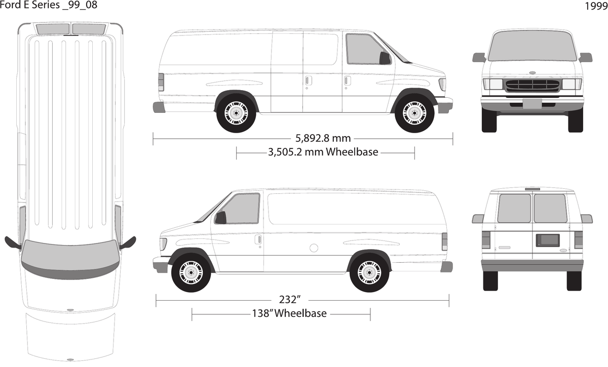 1999 Ford E Series Vector Wrap Template - GravBase