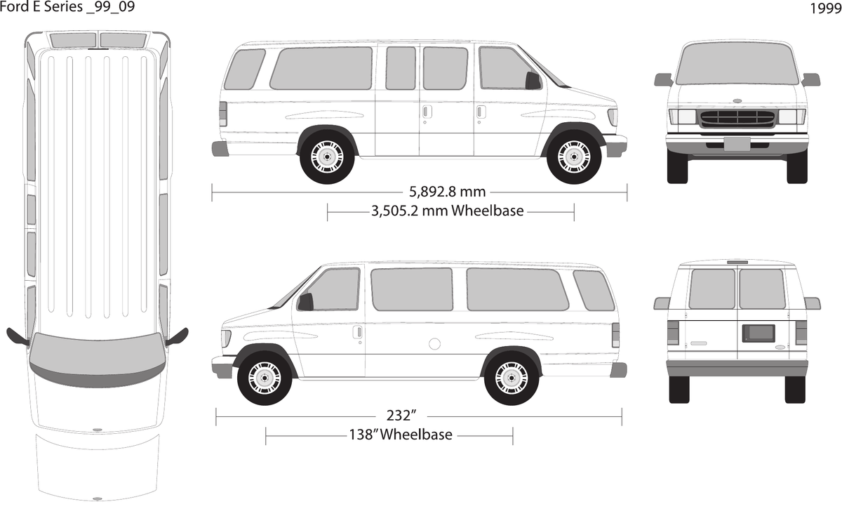1999 Ford E Series Vector Wrap Template - GravBase