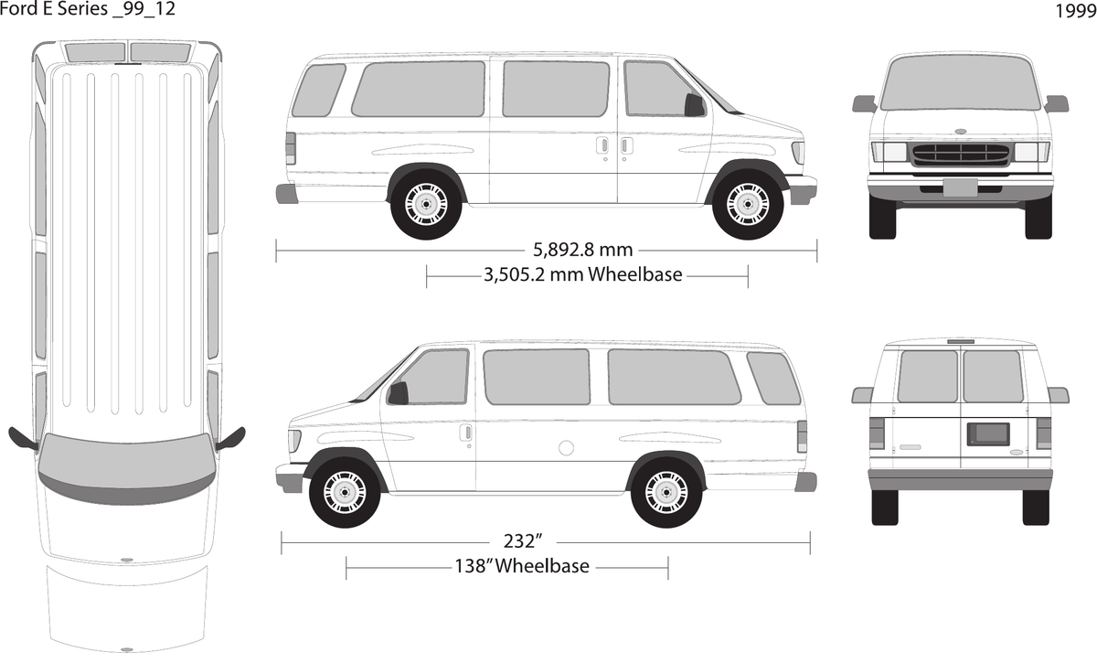 1999 Ford E Series vector wrap template V12, Design-Ready PDF - GravBase