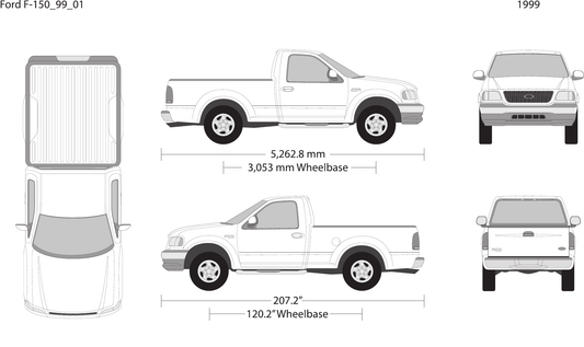 1999 Ford F-150 vector wrap template V01, Design-Ready PDF - GravBase