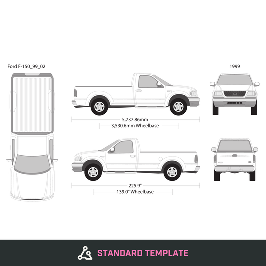 1999 Ford F-150 vector wrap template V02, Design-Ready PDF - GravBase