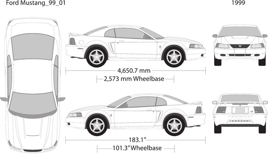 1999 Ford Mustang Vector Wrap Template - GravBase