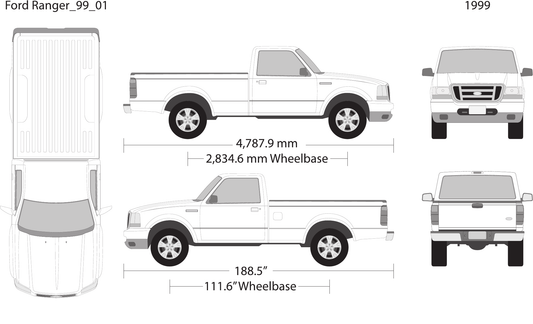 1999 Ford Ranger free vector vehicle wrap template - GravBase