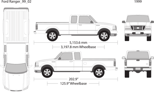 1999 Ford Ranger Vector Wrap Template - GravBase