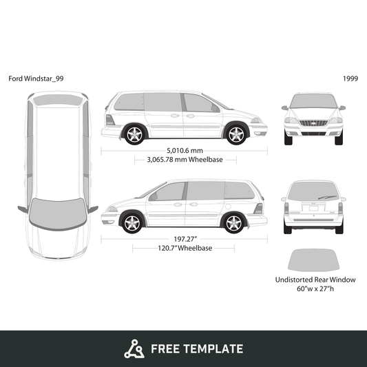 1999 Ford Windstar free vector vehicle wrap template - GravBase