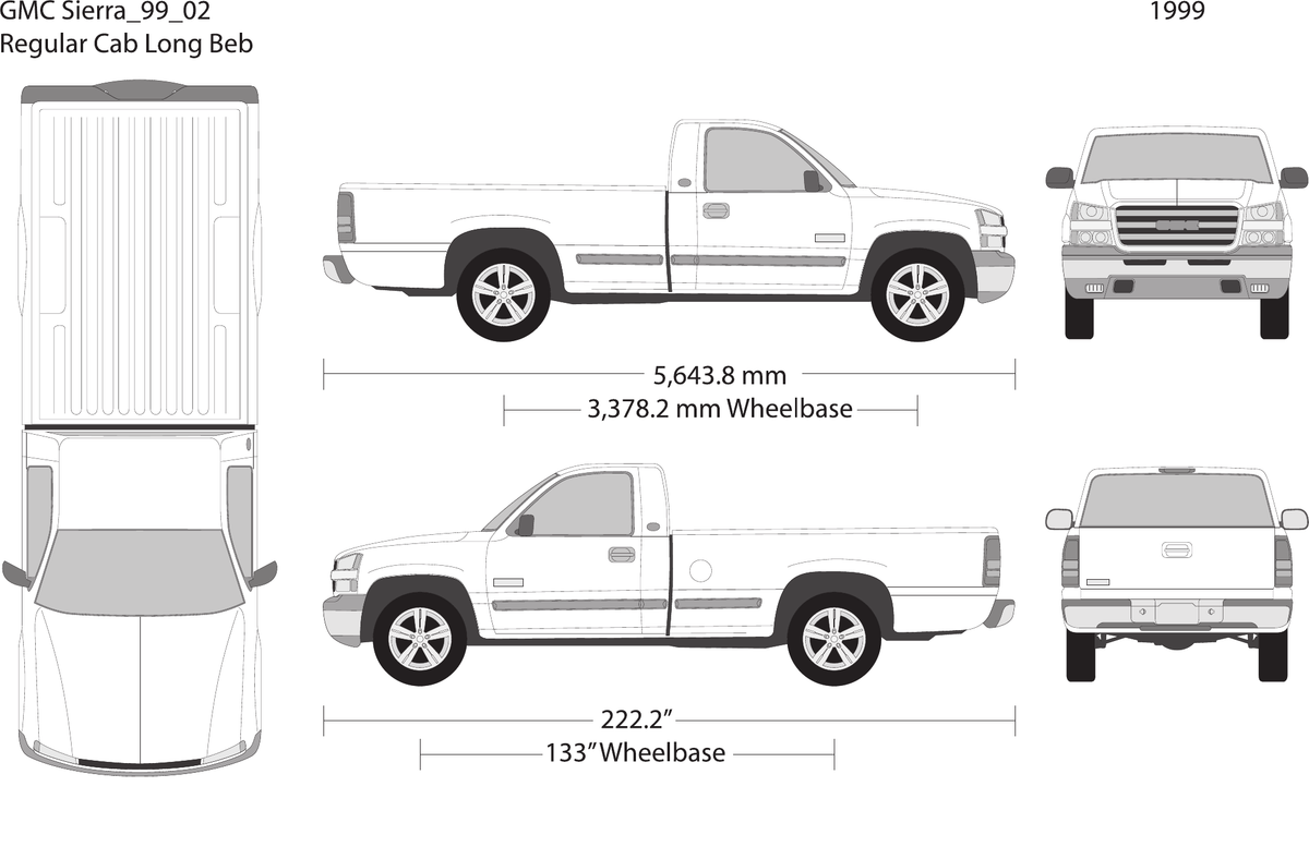 1999 GMC Sierra 1500 vector wrap template V02, Design-Ready PDF - GravBase
