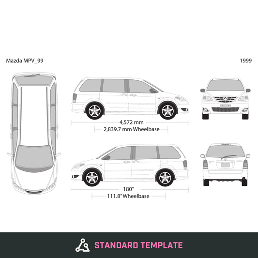 1999 Mazda MPV vector wrap template, Design-Ready PDF - GravBase