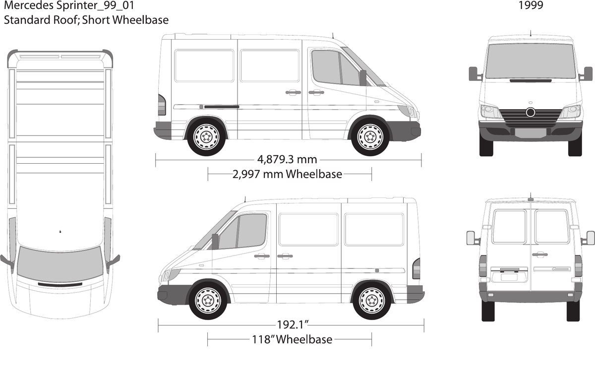 1999 Mercedes Sprinter Vector Wrap Template - GravBase