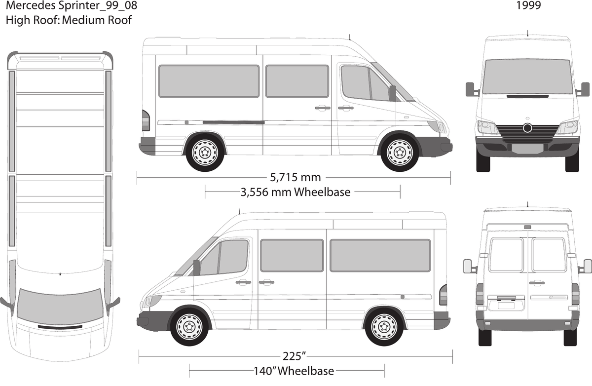 1999 Mercedes Sprinter Vector Wrap Template - GravBase