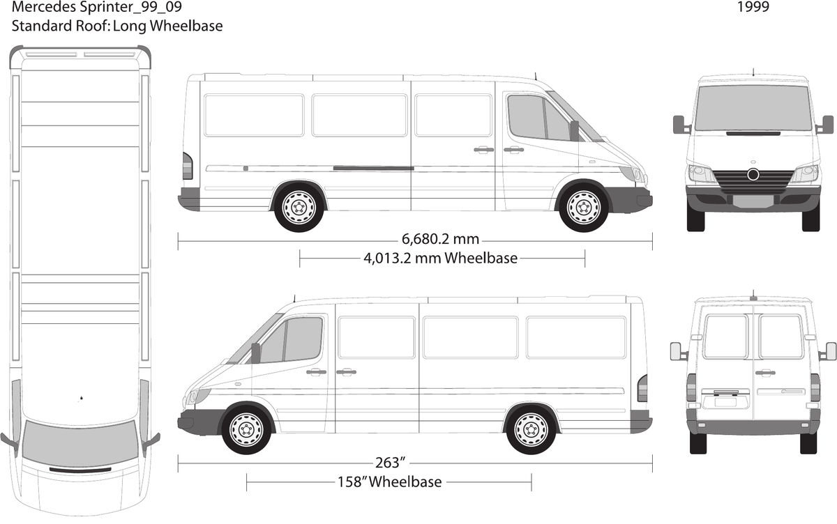 1999 Mercedes Sprinter vector wrap template V09, Design-Ready PDF - GravBase