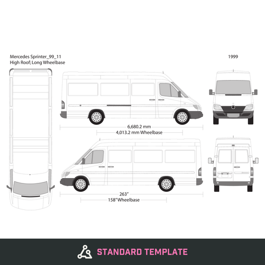 1999 Mercedes Sprinter vector wrap template V11, Design-Ready PDF - GravBase