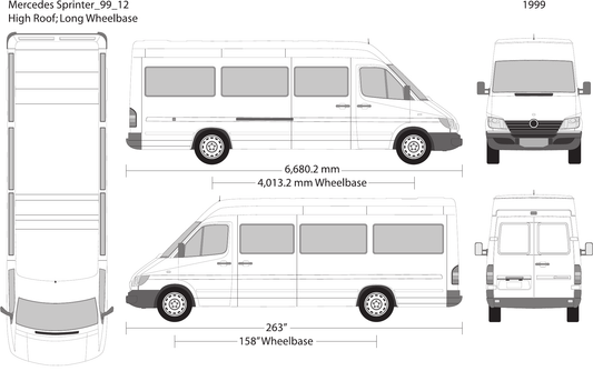 1999 Mercedes Sprinter vector wrap template V12, Design-Ready PDF - GravBase
