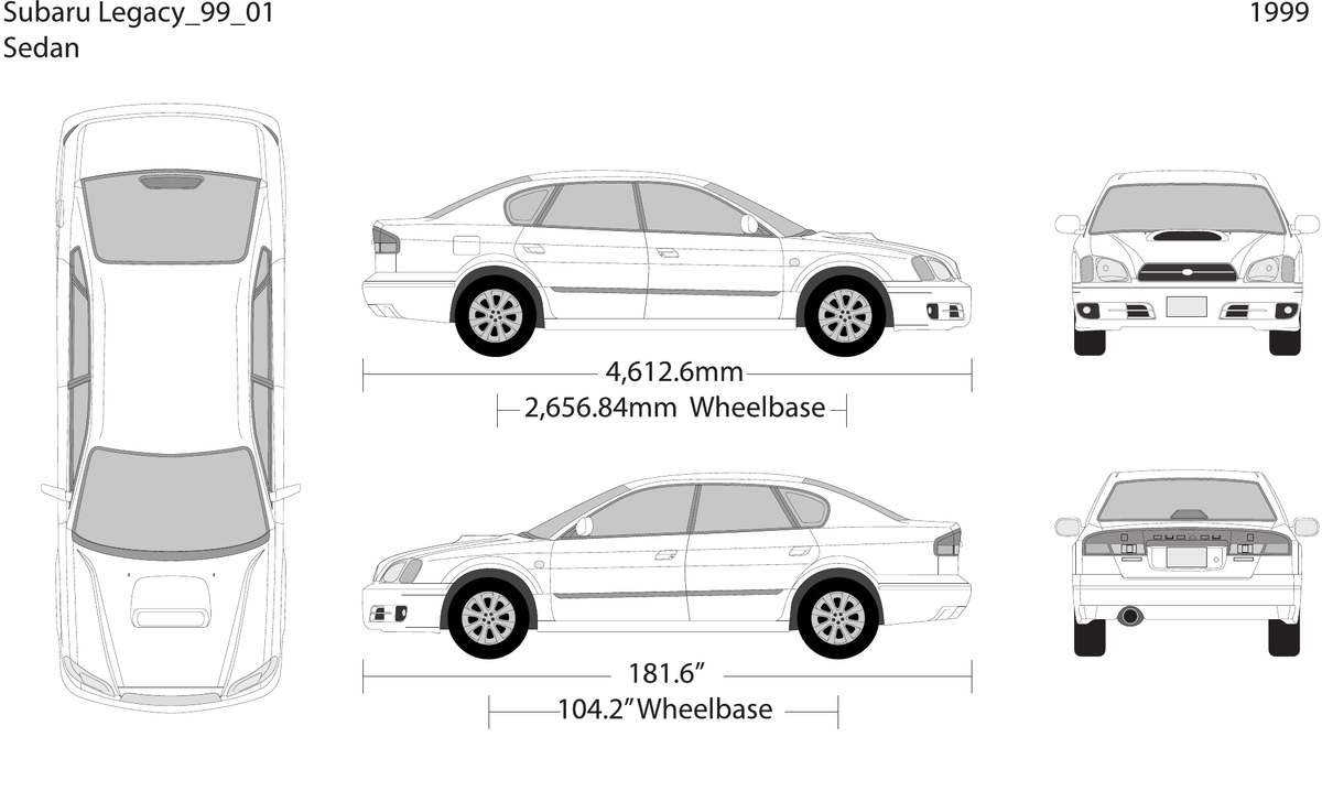 1999 Subaru Legacy vector wrap template, Design-Ready PDF - GravBase