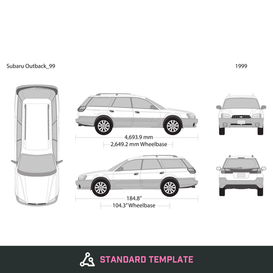1999 Subaru Outback vector wrap template, Design-Ready PDF - GravBase