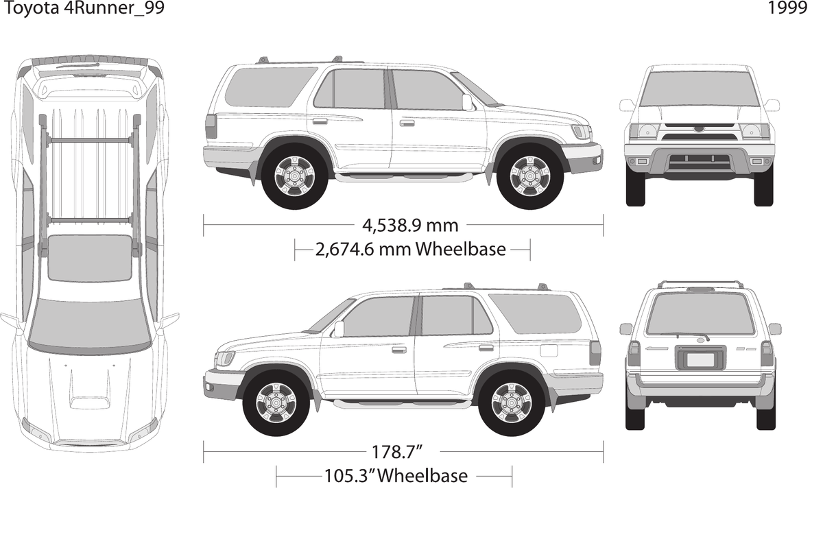 1999 Toyota 4 Runner Vector Wrap Template - GravBase