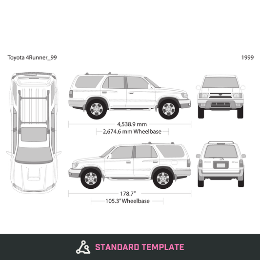 1999 Toyota 4 Runner vector wrap template, Design-Ready PDF - GravBase