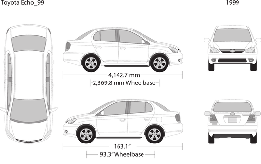1999 Toyota Echo vector wrap template, Design-Ready PDF - GravBase