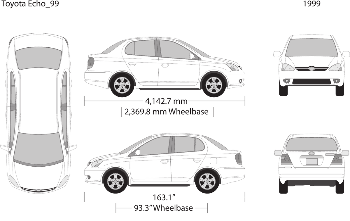 1999 Toyota Echo Vector Wrap Template - GravBase