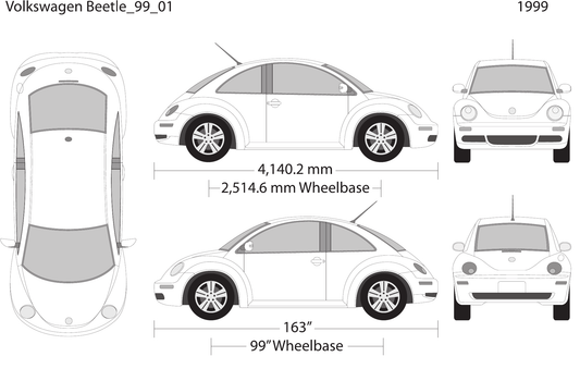 1999 Volkswagen Beetle Vector Wrap Template - GravBase