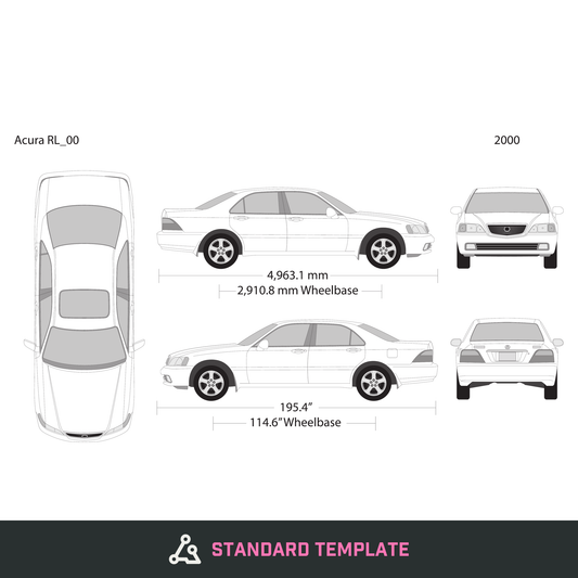 2000 Acura RL vector wrap template, Design-Ready PDF - GravBase