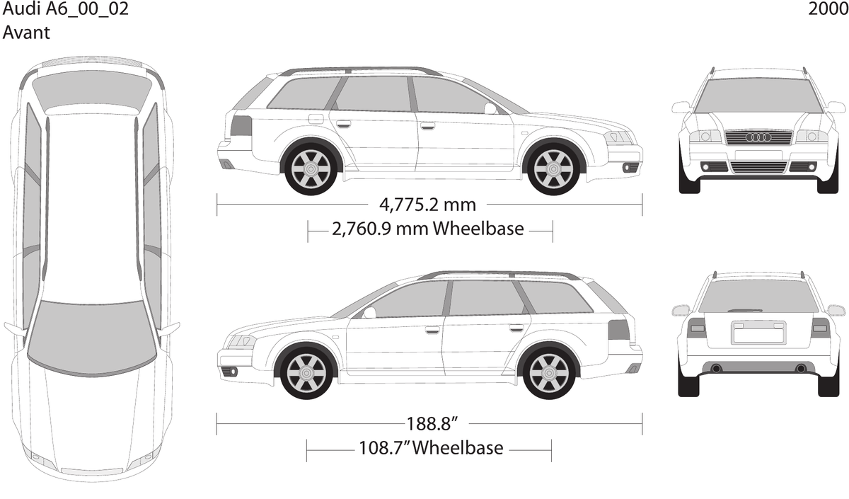 2000 Audi A6 Vector Wrap Template - GravBase