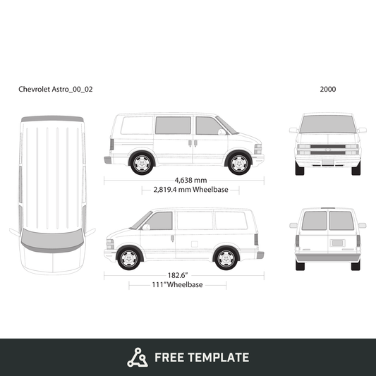 2000 Chevy Astro free vector vehicle wrap template - GravBase