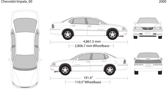 2000 Chevy Impala vector wrap template, Design-Ready PDF - GravBase