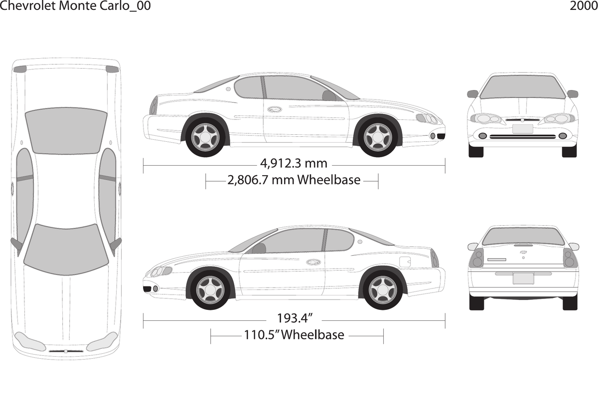 2000 Chevy Montcarl vector wrap template, Design-Ready PDF - GravBase
